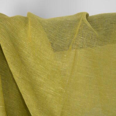 Lininis audinys žaliai geltonas permatomas lengvas plonas