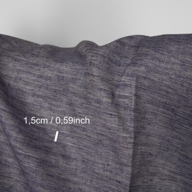 Lininis audinys mėlynas-rusvas dvipusis horizontaliu „eglutės“ raštu