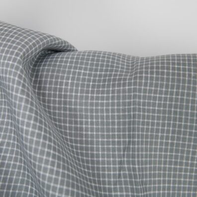 Lininis audinys pilkai-baltai languotas 150cm pločio