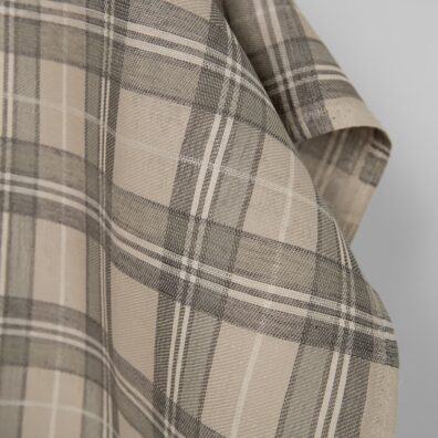 Puslininis audinys smėlio spalvos languotas dvipusis ruoželio raštu