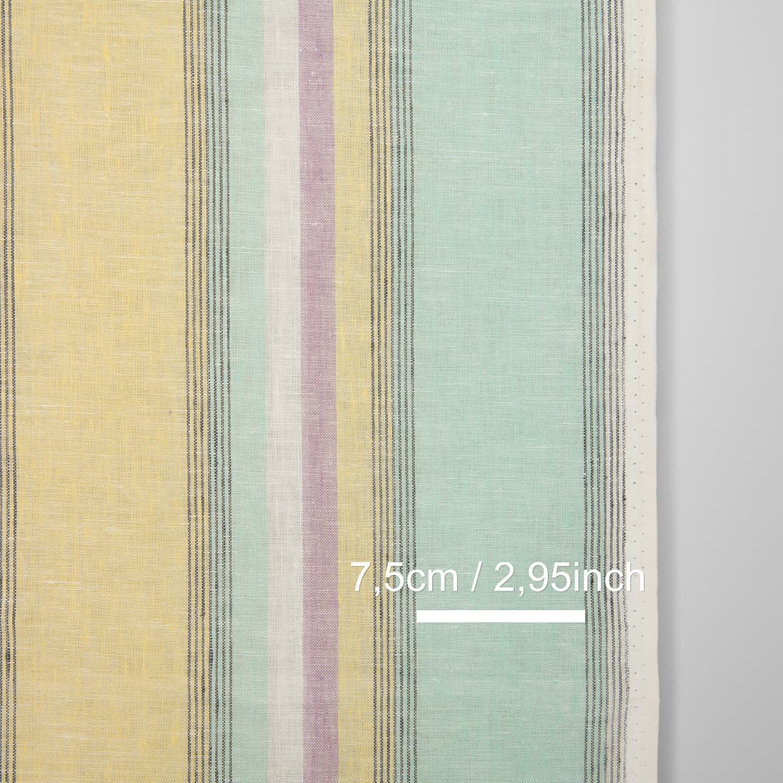 Lininis rankšluostinis audinys įvairiaspalvėmis juostelėmis 50cm pločio
