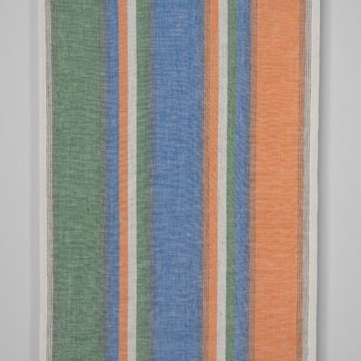 Lininis audinys rankšluostinis įvairiaspalvėmis juostelėmis