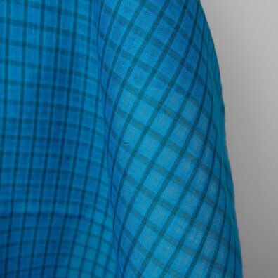 Lininis audinys mėlynas permatomais langeliais 150cm pločio