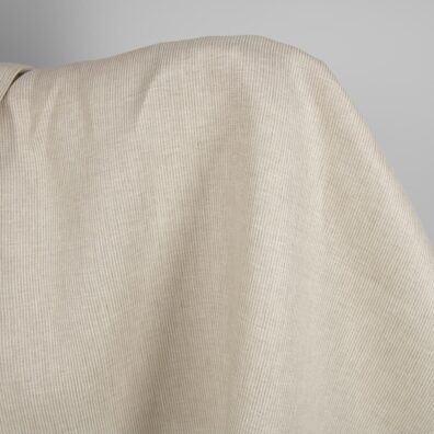 Dvisluoksnis lininis audinys natūralios ir baltos spalvos dryžiukais