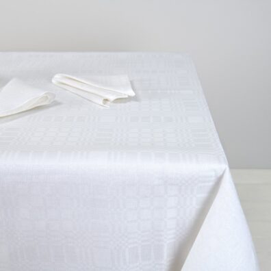 CAMPO puslininė staltiesė balta languota