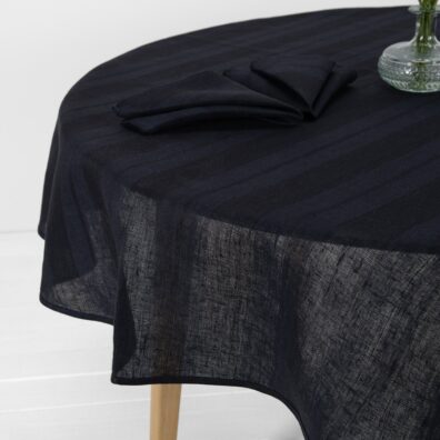 ISLA lininė apvali (ovali) staltiesė tamsiai mėlyna dryžuota