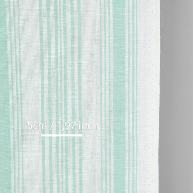 Puslininis rankšluostinis audinys šviesiai žaliomis juostelėmis, plotis 50cm