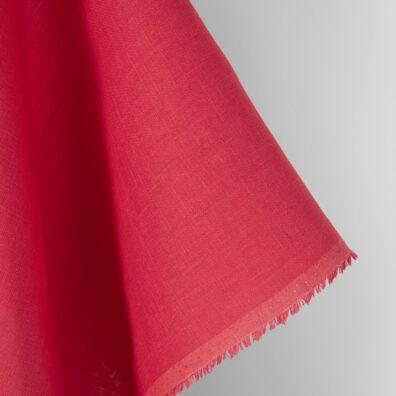 Lininis audinys koralo raudonos spalvos 150cm pločio