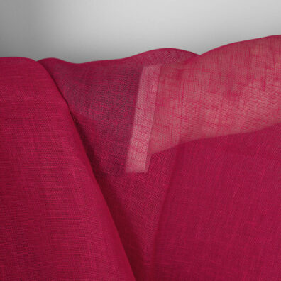 Lininis audinys tamsiai rožinis permatomas lengvas retas
