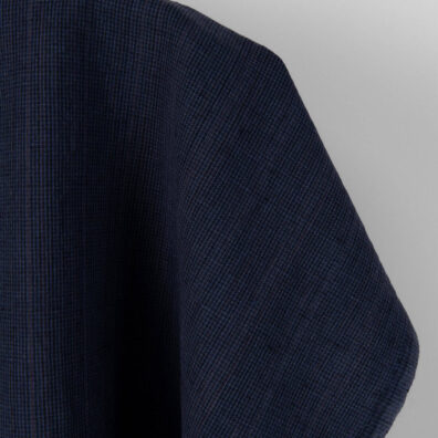 Puslininis audinys daugiaspalvis dryžuotas skalbtas tinka drabužiams ir namų tekstilės gaminiams siūti