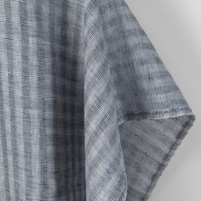 Lininis audinys pilkais permatomais langeliais, 150 cm pločio