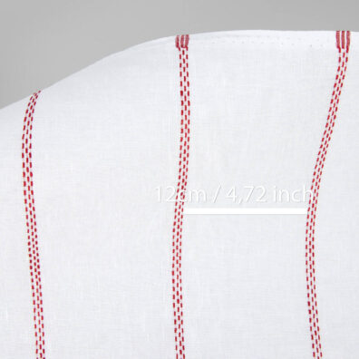 Puslininis audinys baltas su raudonais dryžiais, plotis 150cm