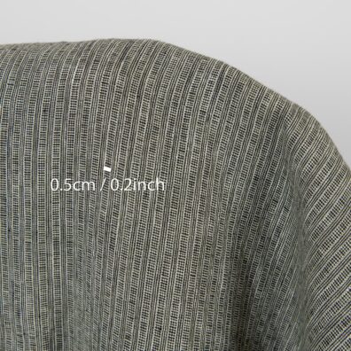 Lino audinys žaliai-juodai raštuotomis juostelėmis skalbtas, minkštas, švelnus