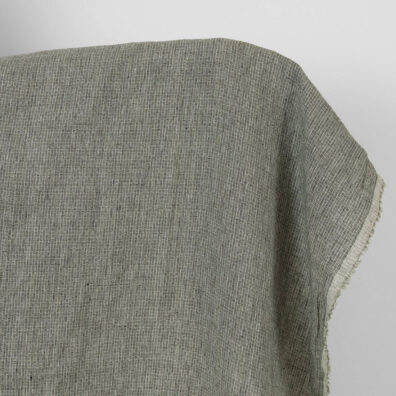 Lino audinys žaliai-juodai raštuotas skalbtas