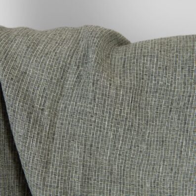 Lino audinys žaliai-juodai raštuotas skalbtas, minkštas, švelnus