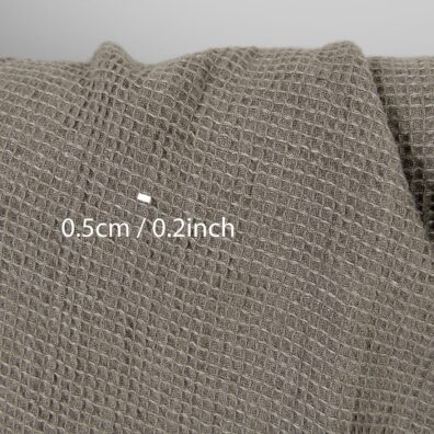 Lino - medvilnės audinys tamsiai smėlinis „vaflinis“ skalbtas