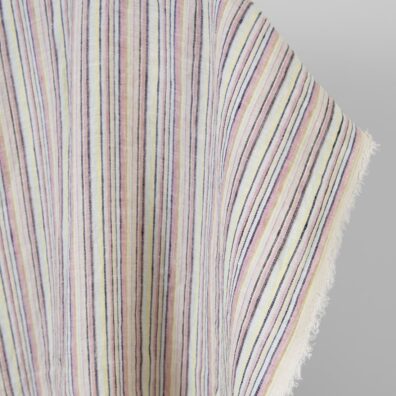 Lino-kanapės audinys įvairiaspalviais dryžiais skalbtas tinka drabužiams ir namų tekstilės gaminiams siūti