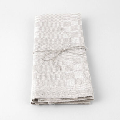 Lininių virtuvinių rankšluostukų rinkinys perrištas dailia virvele