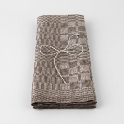 Lininių virtuvinių rankšluostukų rinkinys perrištas dailia virvele