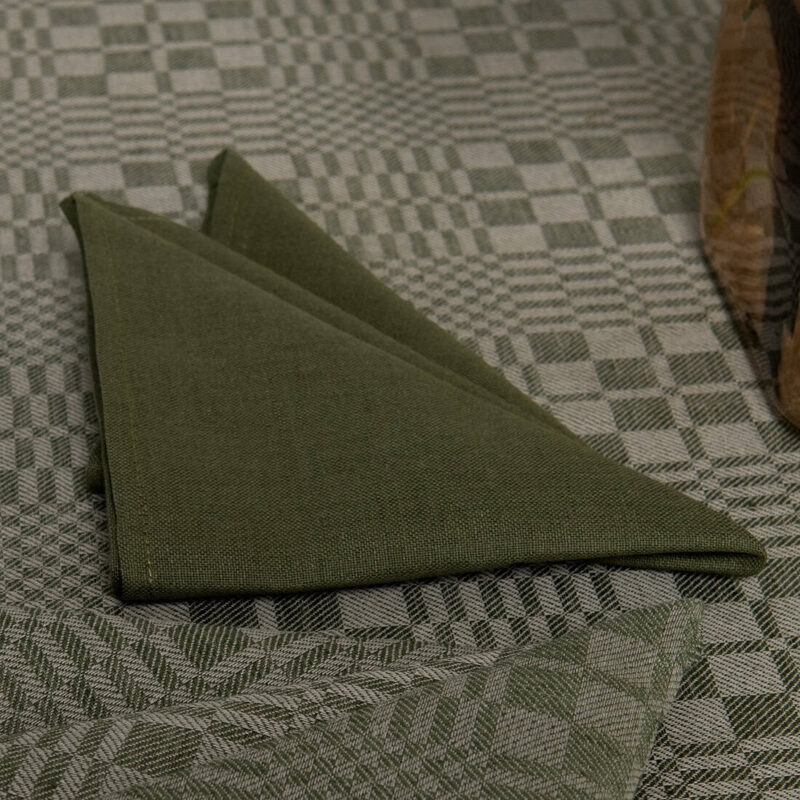 METIS lino - medvilnės sudėties samanų spalvos servetėlė