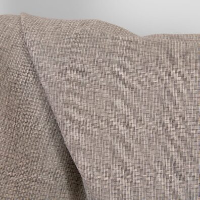 Lino audinys rožiniu-rudu raštu tinka drabužiams ir namų tekstilės gaminiams siūti