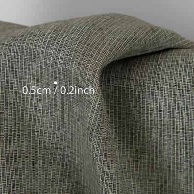 Lino audinys žaliai-juodai raštuotas tinka drabužiams ir namų tekstilės gaminiams siūti