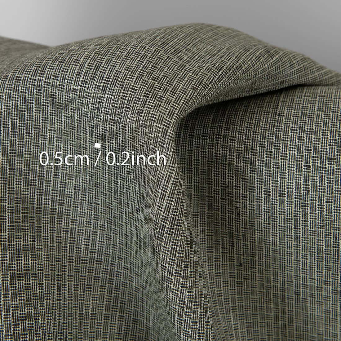 Lino audinys žaliai-juodai raštuotas tinka drabužiams ir namų tekstilės gaminiams siūti