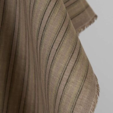 Lininis audinys rudai-žaliai dryžuotas 150cm pločio