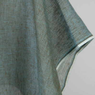 Lininis audinys žaliai melsvas permatomas tinka šalikams ir užuolaidoms siūti