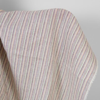 Lino-kanapės audinys įvairiaspalviais dryžiais