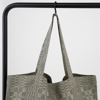 LEGGO lininis žaliai-pilkai languotas krepšys pirkiniams