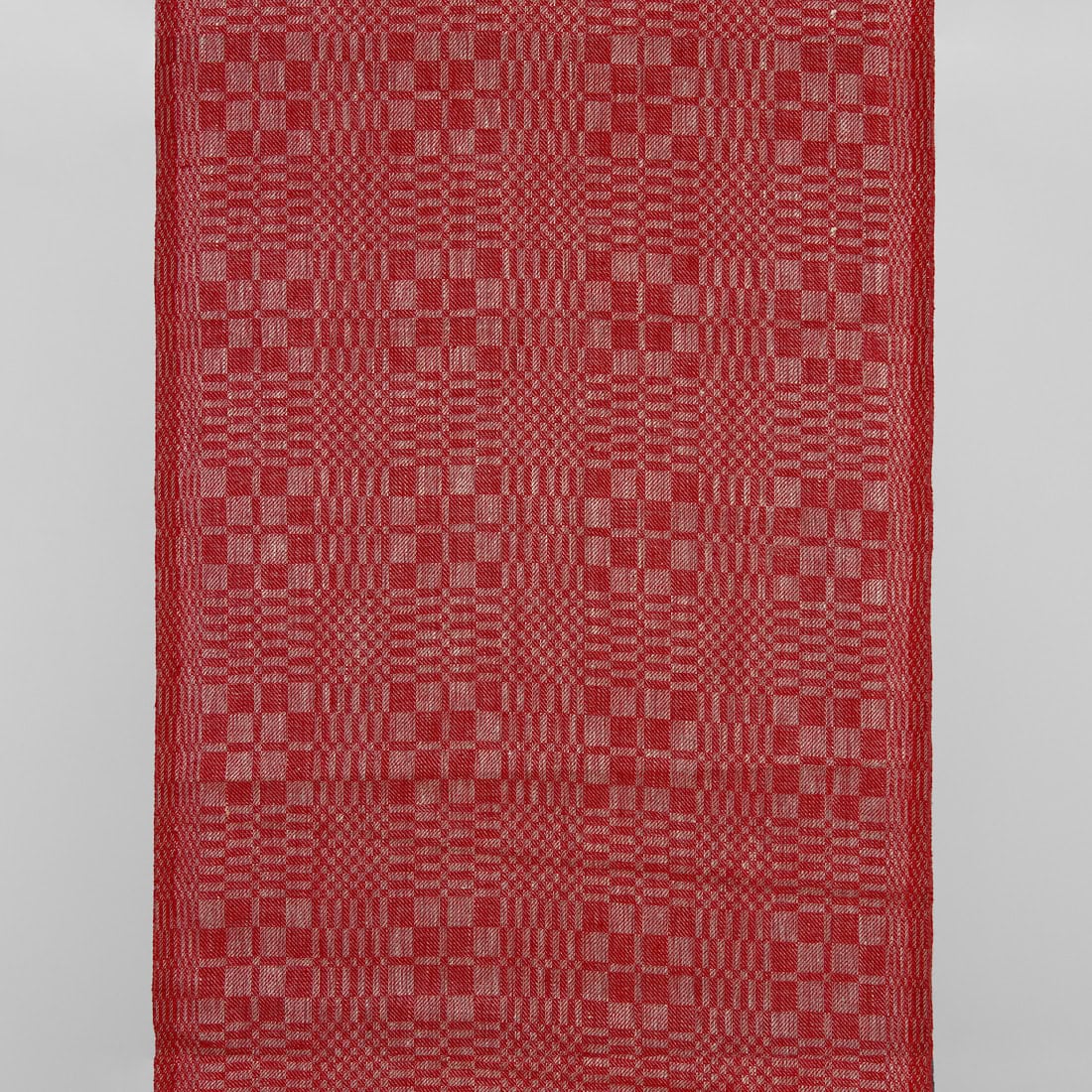 Lininis rankšluostinis audinys raudona ir natūrali languotas