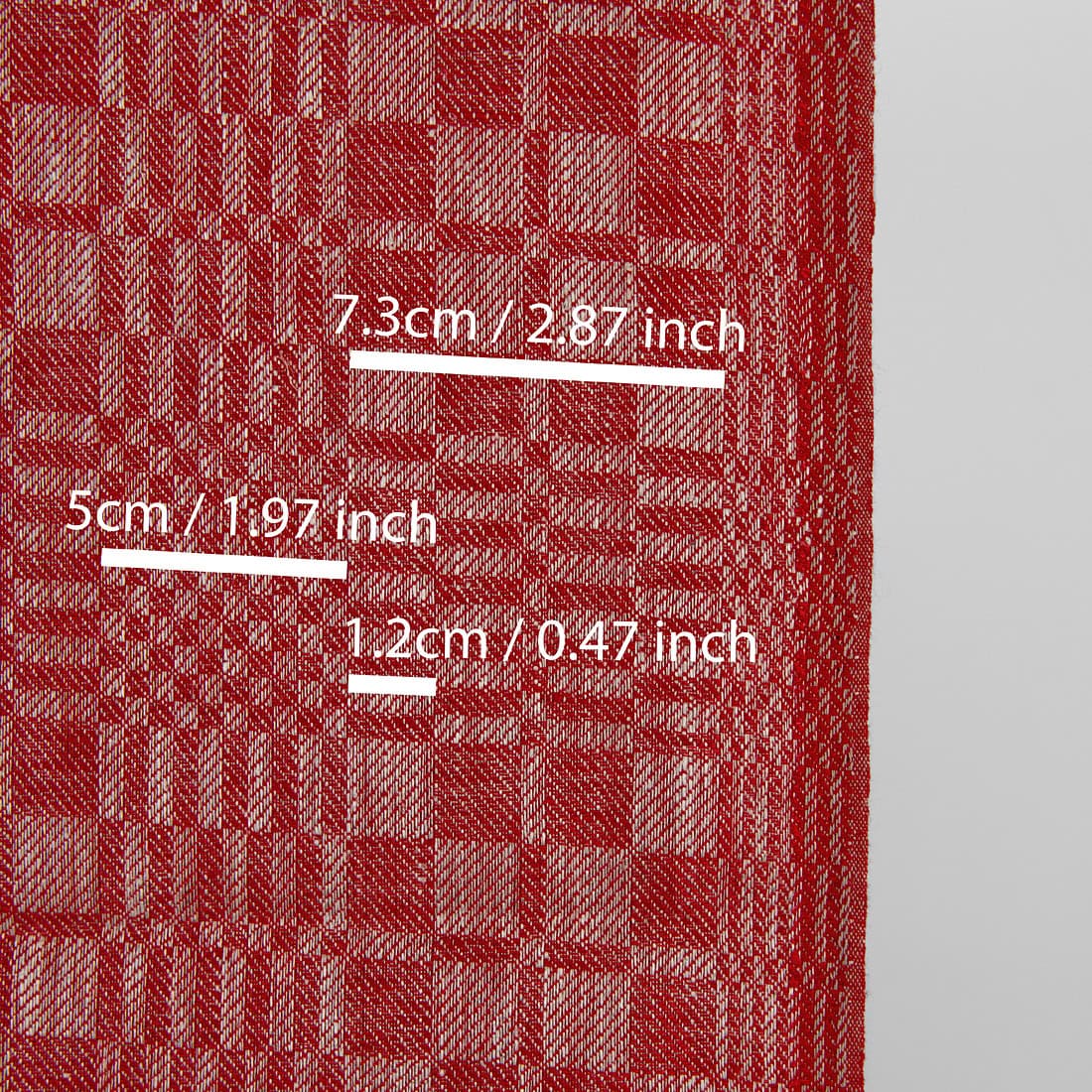 Lininis rankšluostinis audinys raudona ir natūrali languotas, 50 cm pločio