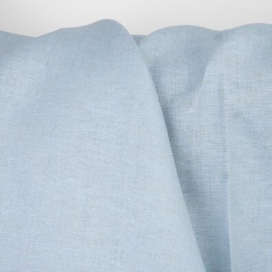 Lininis audinys blyškiai mėlynas lygus, drobinio pynimo