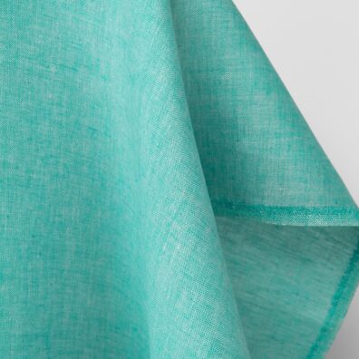 Lininis audinys ryškios turkio žalios spalvos lygus, 100% linas