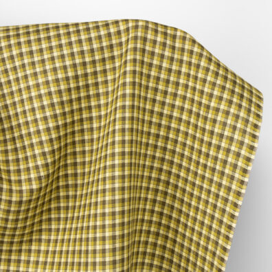 Lininis audinys gelsvai žalsvais langeliais