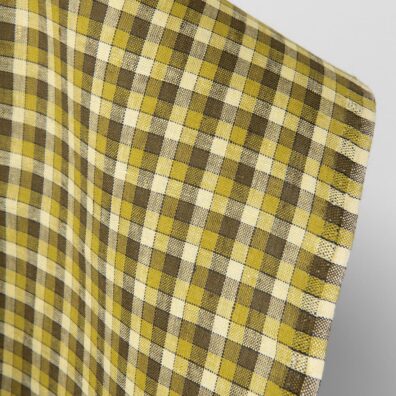 Lininis audinys gelsvai žalsvais langeliais, 100% linas