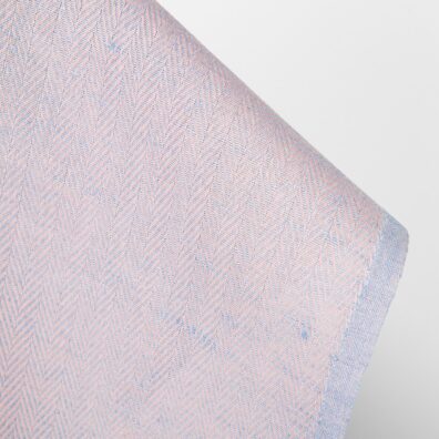 Puslininis audinys šviesiai rožinė ir melsva eglutės raštu