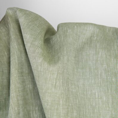 Lininis audinys blyškios šalavijų žalios spalvos, drobinio pynimo