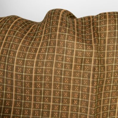 Lininis audinys dvipusis rudų ir karamelinių langelių, 100% linas