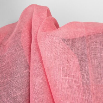 Lininis audinys retas ryškiai rožinis, peršviečiamas