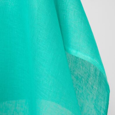 Lininis audinys retas ryškios turkio žalsvos spalvos, permetomas