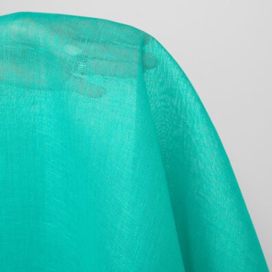 Lininis audinys retas ryškios turkio žalsvos spalvos, lengvas