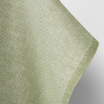 Lininis audinys blyškiai žalias su rombu raštu, gryno lino