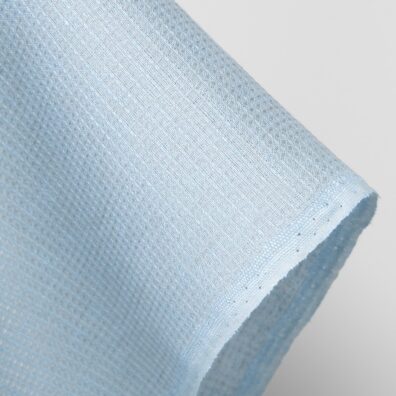 Lininis audinys blyškiai pilkšvai melsvas „vaflinis“, 150cm pločio