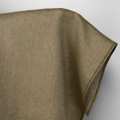 Lininis audinys samanų rudos spalvos dryžuotas