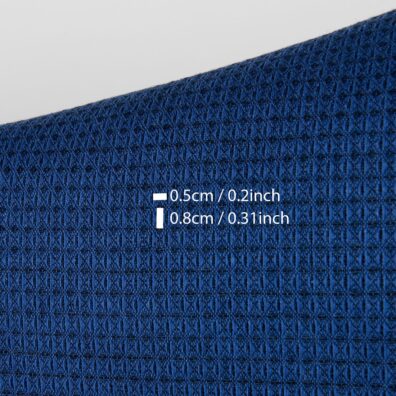 Puslininis vilnos audinys tamsiai mėlynas ir juodas „vaflinis“, su matmenimis