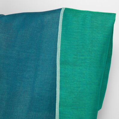 Lininis audinys dvipusis mėlynos ir šaltai žalios, 150cm pločio