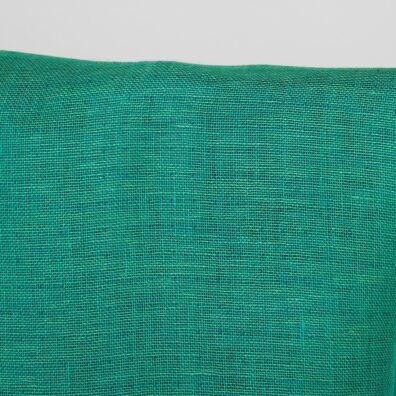 Lininis audinys dvipusis mėlynos ir šaltai žalios, žalia pusė