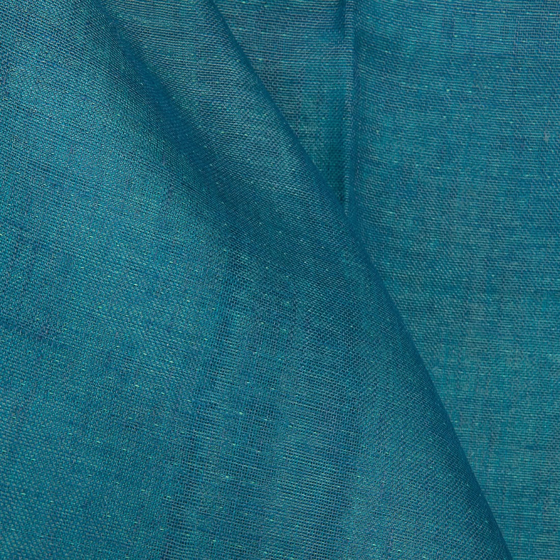 Lininis audinys dvipusis mėlynos ir šaltai žalios, mėlyna pusė